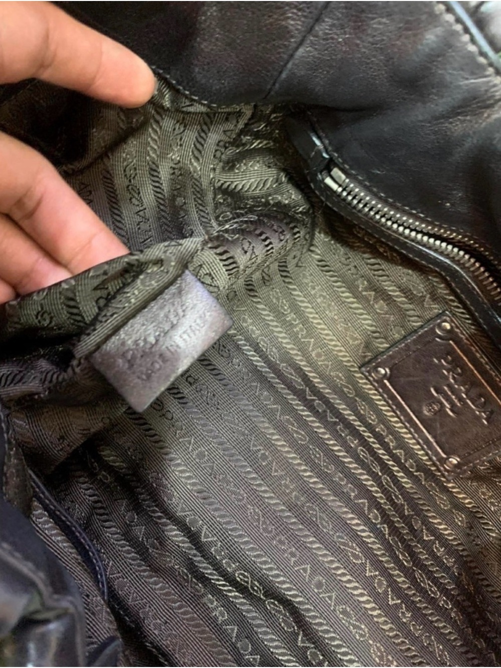 Prada Olive Green Tote with Brown Leather Straps - Picture 13 of 13